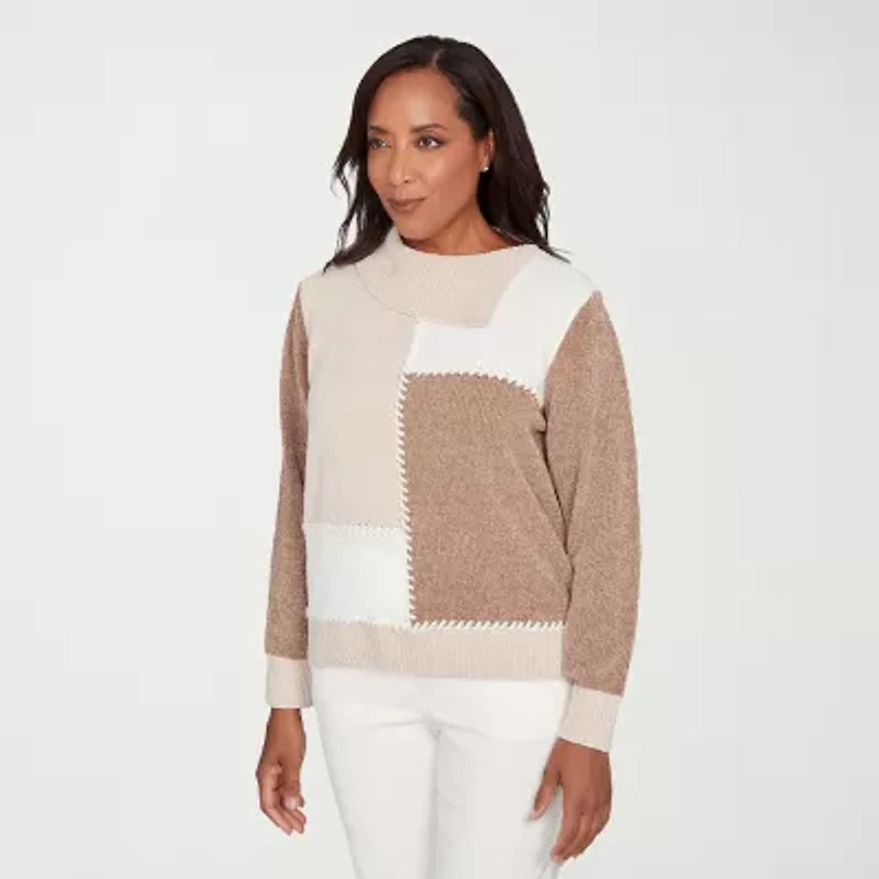 Alfred Dunner Vienna Womens Cowl Neck Long Sleeve Pullover Sweater