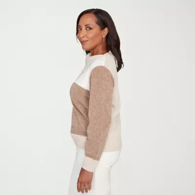 Alfred Dunner Vienna Womens Cowl Neck Long Sleeve Pullover Sweater