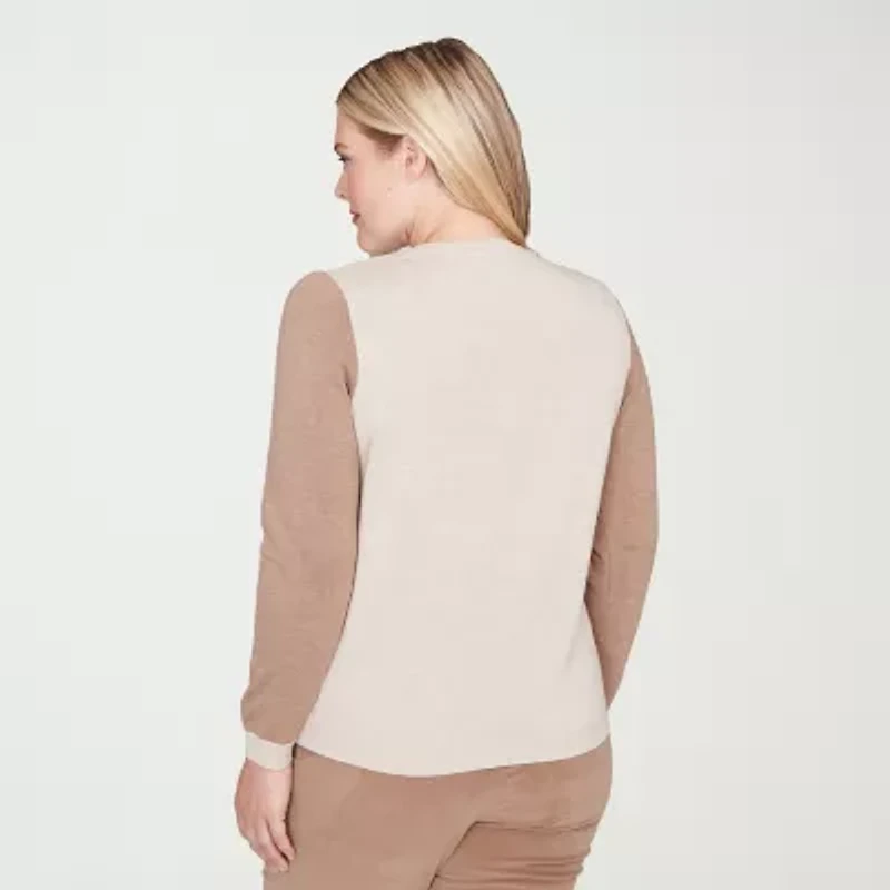 Alfred Dunner Vienna Womens Long Sleeve Pullover Sweater