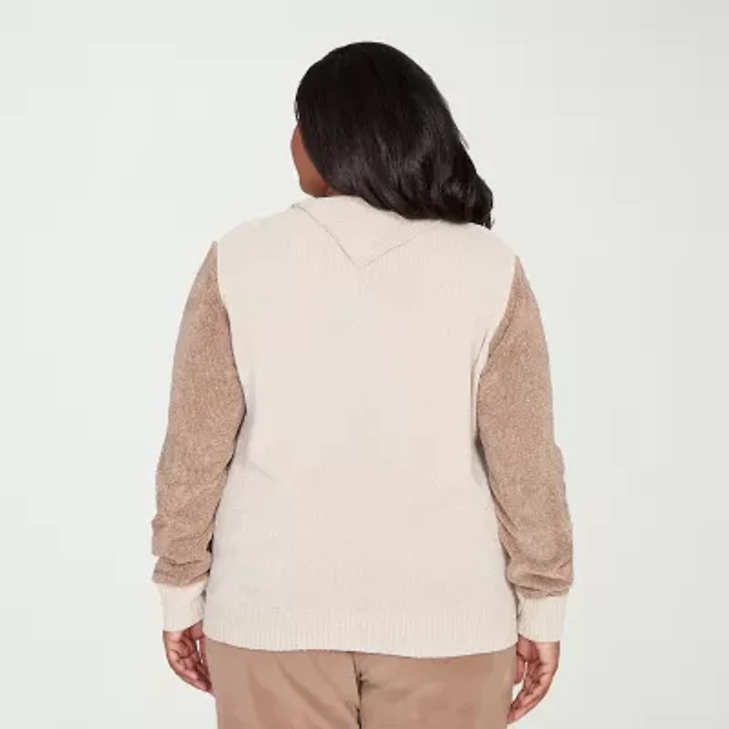 Alfred Dunner Plus Vienna Womens Cowl Neck Long Sleeve Pullover Sweater