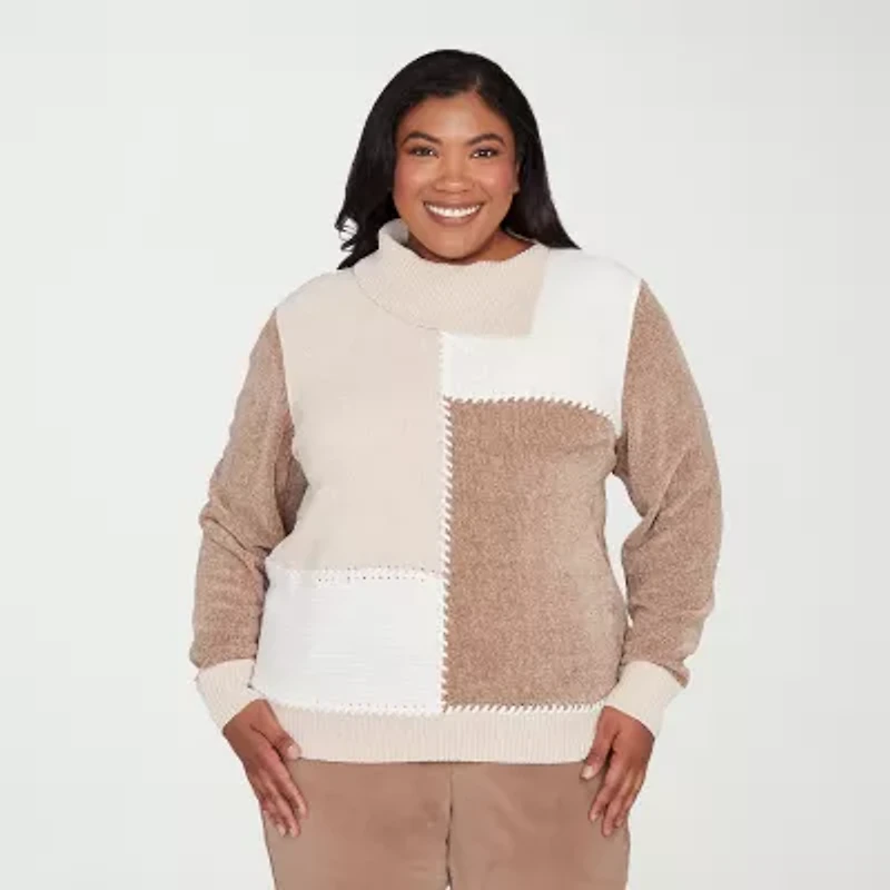 Alfred Dunner Plus Vienna Womens Cowl Neck Long Sleeve Pullover Sweater