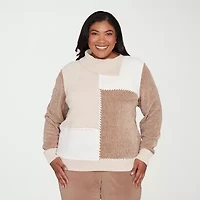 Alfred Dunner Plus Vienna Womens Cowl Neck Long Sleeve Pullover Sweater