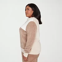 Alfred Dunner Plus Vienna Womens Cowl Neck Long Sleeve Pullover Sweater