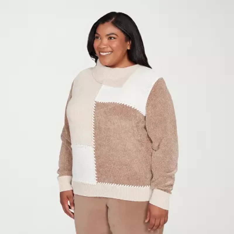 Alfred Dunner Plus Vienna Womens Cowl Neck Long Sleeve Pullover Sweater