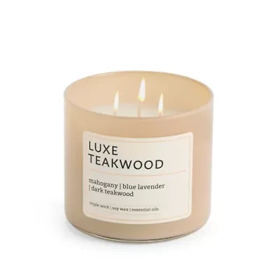 Distant Lands Luxe Teakwood 3-Wick Scented Jar Candle
