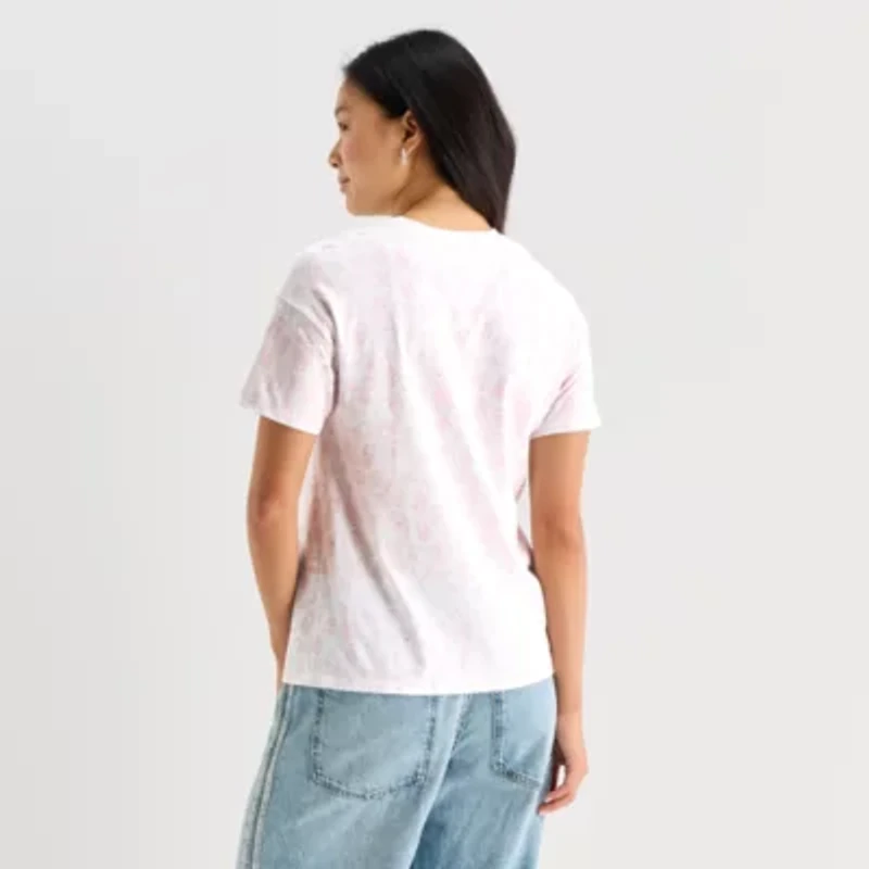 Womens Juniors Crew Neck Short Sleeve Regular Fit Kuromi My Melody Graphic T-Shirt