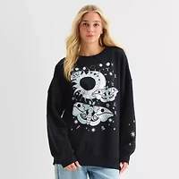 Horoscope Astrology Signs Oversized Womens Crew Neck Long Sleeve Embroidered Juniors Sweatshirt