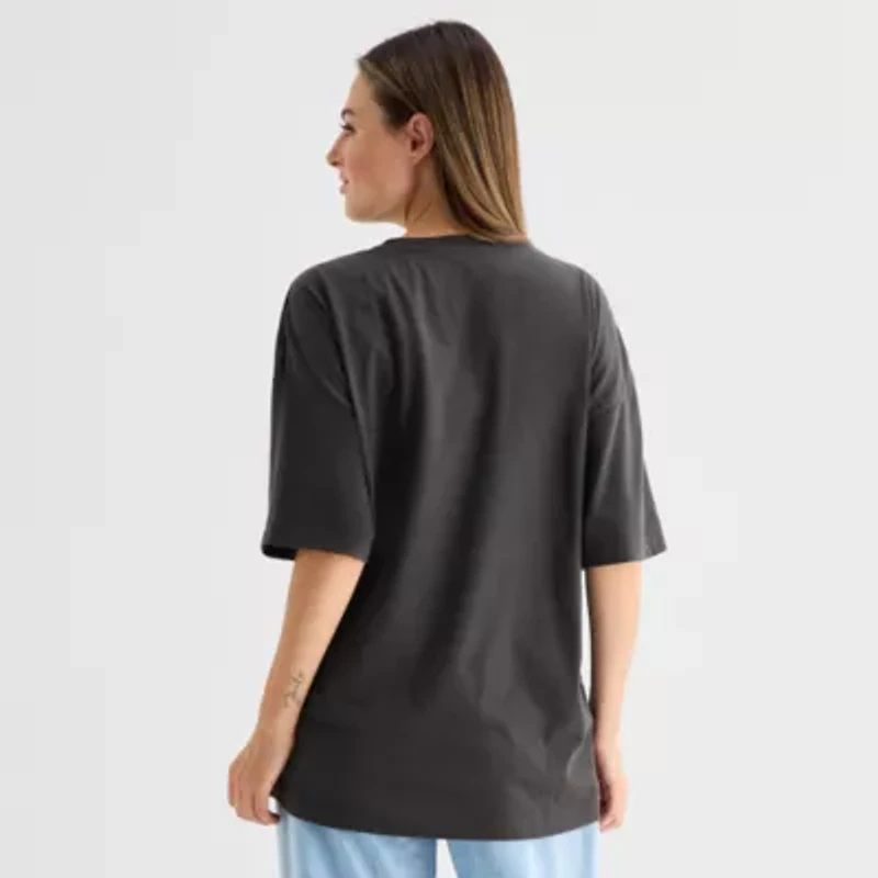 Believe Oversized Tee Womens Juniors Crew Neck Short Sleeve Regular Fit Graphic T-Shirt