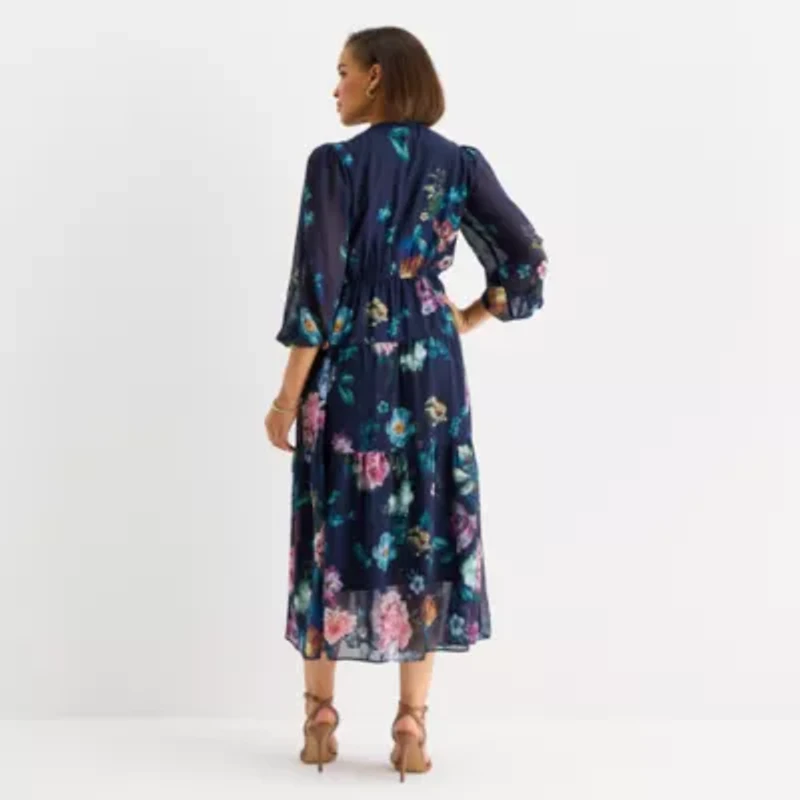 Isabel & Nina Womens Long Sleeve Floral Maxi Dress