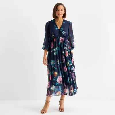 Isabel & Nina Womens Long Sleeve Floral Maxi Dress