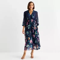 Isabel & Nina Womens Long Sleeve Floral Maxi Dress