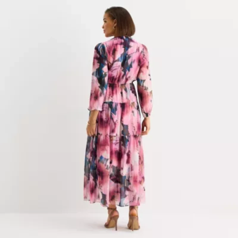 Isabel & Nina Womens Long Sleeve Floral Maxi Dress