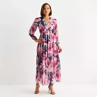 Isabel & Nina Womens Long Sleeve Floral Maxi Dress