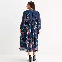 Isabel & Nina Womens Plus Long Sleeve Floral Maxi Dress