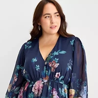 Isabel & Nina Womens Plus Long Sleeve Floral Maxi Dress