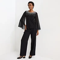 MSK Womens Round Neck Long Sleeve Blouse