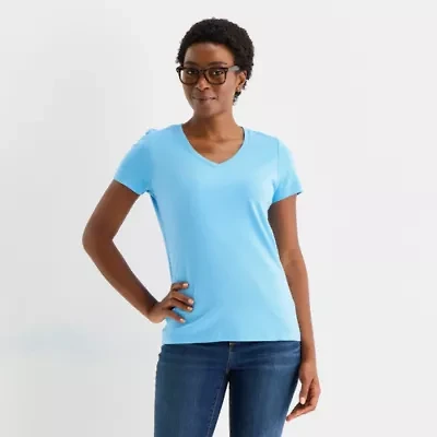 St. John's Bay Womens Tall V Neck Short Sleeve T-Shirt