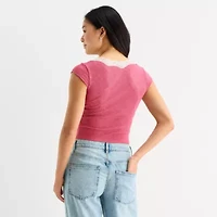 Arizona Womens Juniors Scoop Neck Short Sleeve T-Shirt