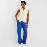 St. John's Bay Womens Mock Neck Sleeveless Cable Knit Pullover Sweater