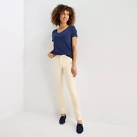 St. John's Bay Womens Easy-on + Easy-off V Neck Short Sleeve T-Shirt