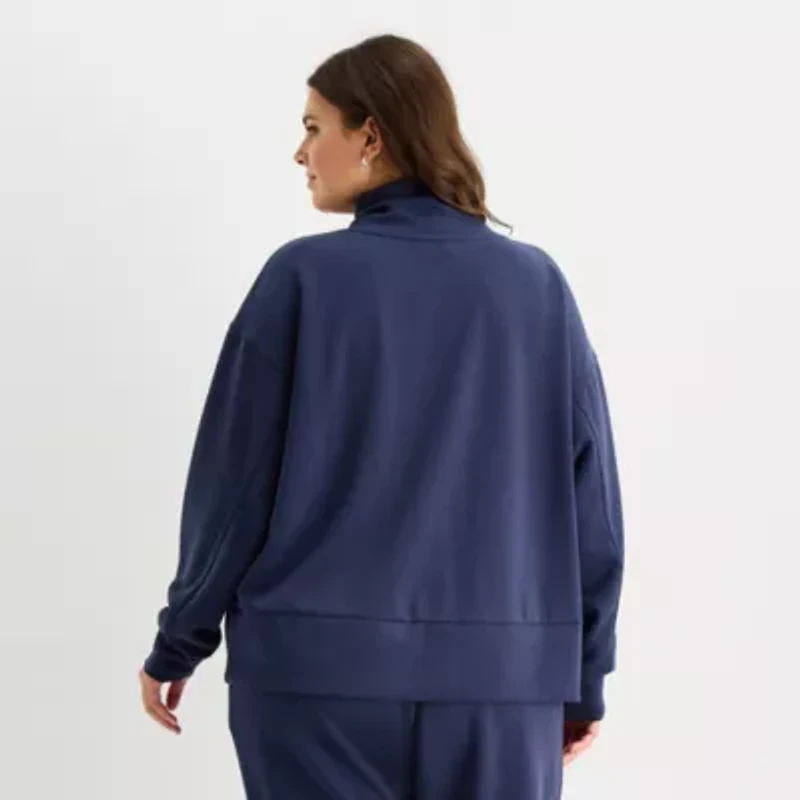 Stylus Womens Plus Funnel Neck Long Sleeve Sweatshirt