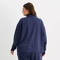 Stylus Womens Plus Funnel Neck Long Sleeve Sweatshirt