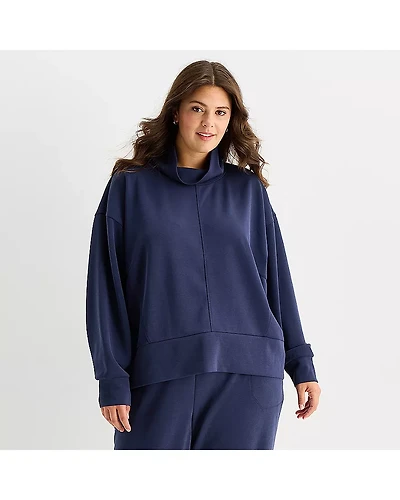 Stylus Womens Plus Funnel Neck Long Sleeve Sweatshirt