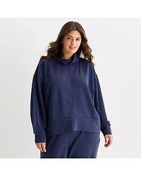 Stylus Womens Plus Funnel Neck Long Sleeve Sweatshirt