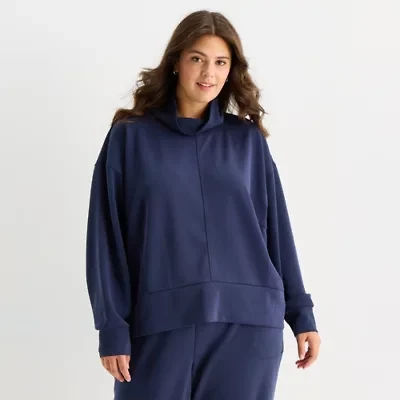 Stylus Womens Plus Funnel Neck Long Sleeve Sweatshirt