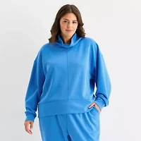 Stylus Womens Plus Funnel Neck Long Sleeve Sweatshirt