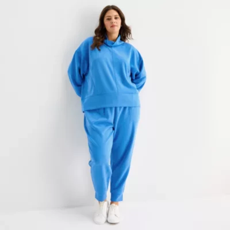 Stylus Womens Plus Funnel Neck Long Sleeve Sweatshirt