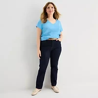 St. John's Bay Womens Plus V Neck Short Sleeve T-Shirt