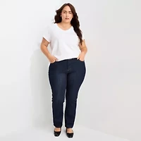 St. John's Bay Womens Plus Easy-on + Easy-off V Neck Short Sleeve Adaptive T-Shirt