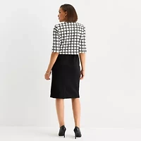 Maya Brooke Womens Plaid Jacket Dress