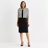 Maya Brooke Womens Plaid Jacket Dress