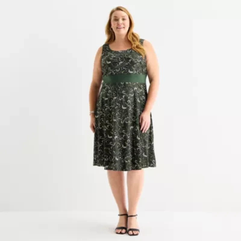Perceptions Womens Paisley Jacket Dress Plus