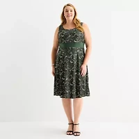 Perceptions Womens Paisley Jacket Dress Plus