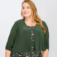 Perceptions Womens Paisley Jacket Dress Plus