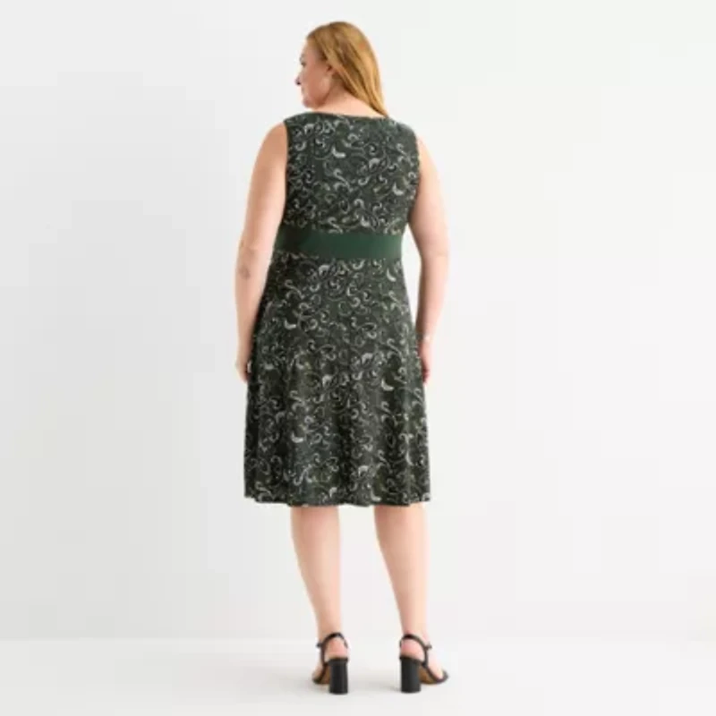 Perceptions Womens Paisley Jacket Dress Plus