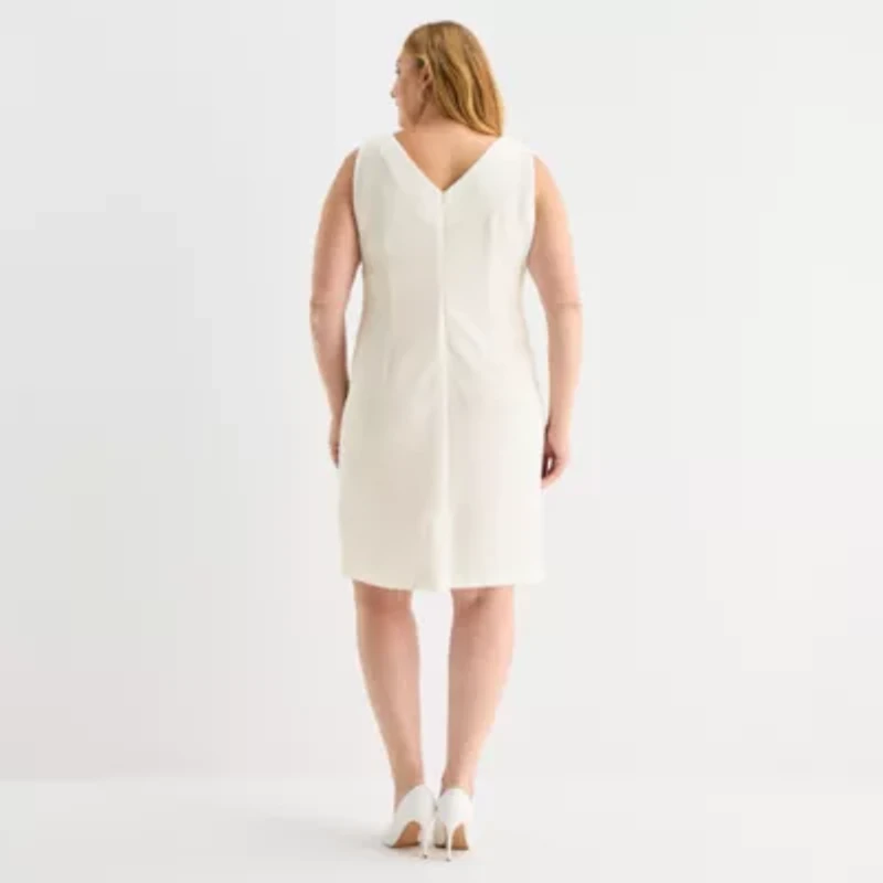 Maya Brooke Womens Plus Pearl Trim Jacket Dress