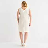 Maya Brooke Womens Plus Pearl Trim Jacket Dress