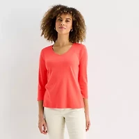 St. John's Bay Womens Tall V Neck 3/4 Sleeve T-Shirt