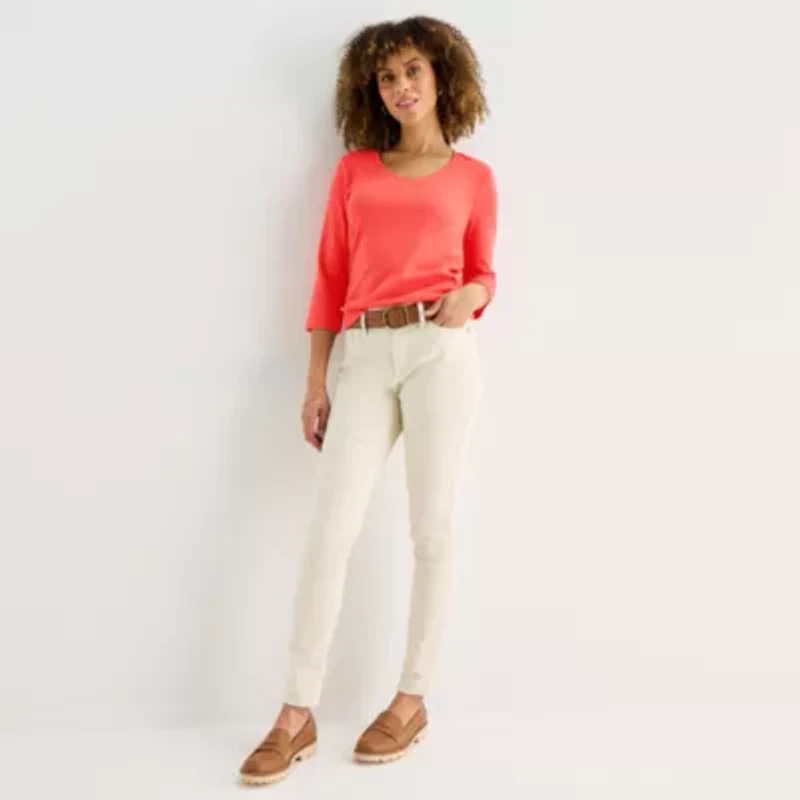 St. John's Bay Womens Tall V Neck 3/4 Sleeve T-Shirt