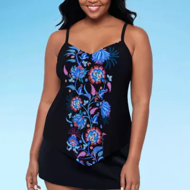 Trimshaper Womens Floral Tankini Swimsuit Top