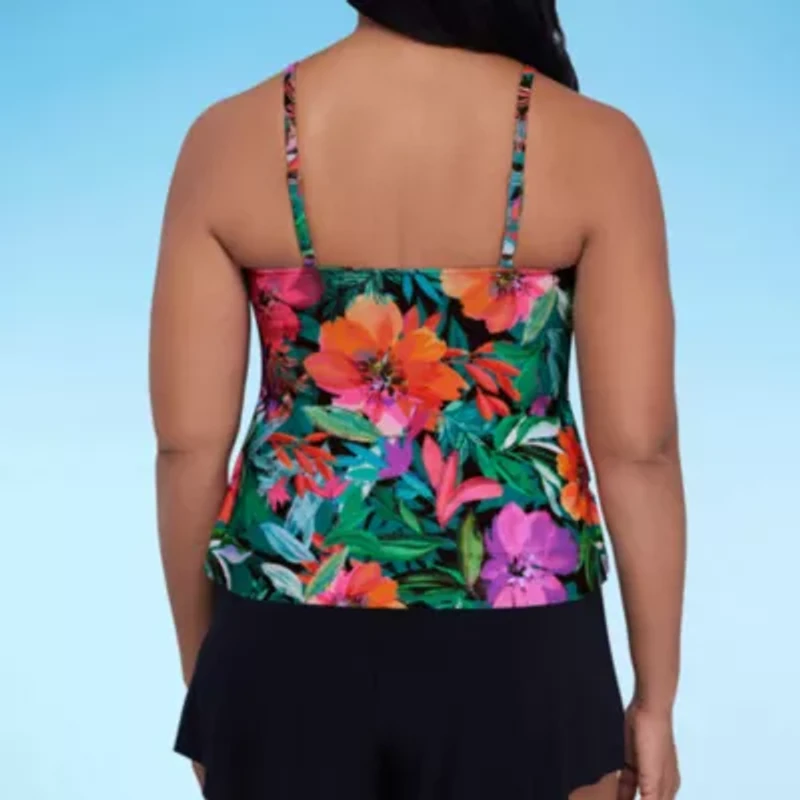 Trimshaper Womens Floral Tankini Swimsuit Top