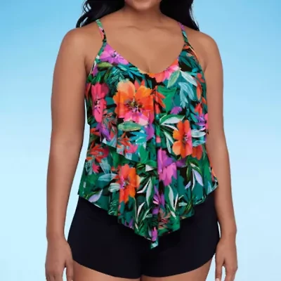 Trimshaper Womens Floral Tankini Swimsuit Top