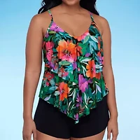 Trimshaper Womens Floral Tankini Swimsuit Top