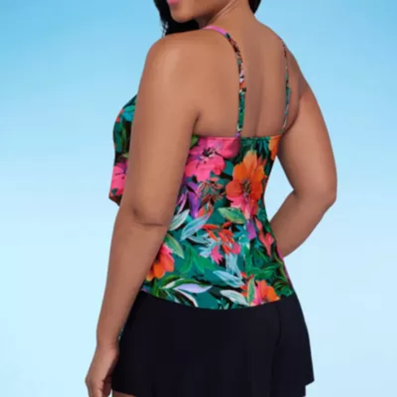 Trimshaper Womens Floral Tankini Swimsuit Top