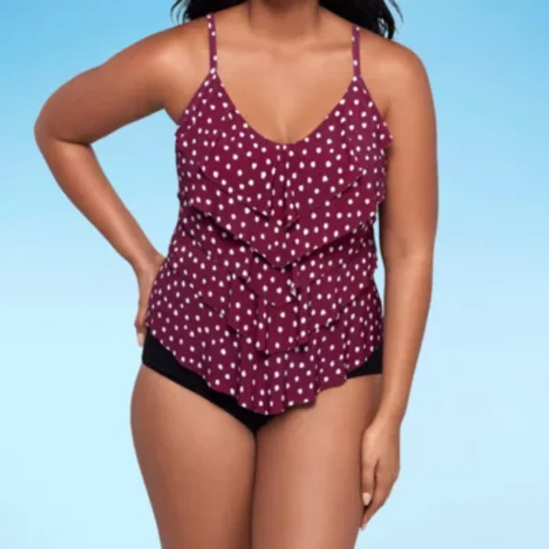 Trimshaper Womens Dots Tankini Swimsuit Top