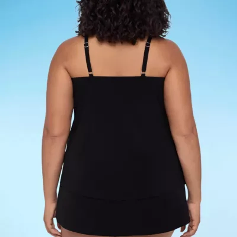 Trimshaper Womens Tie Dye Plus Tankini Swimsuit Top